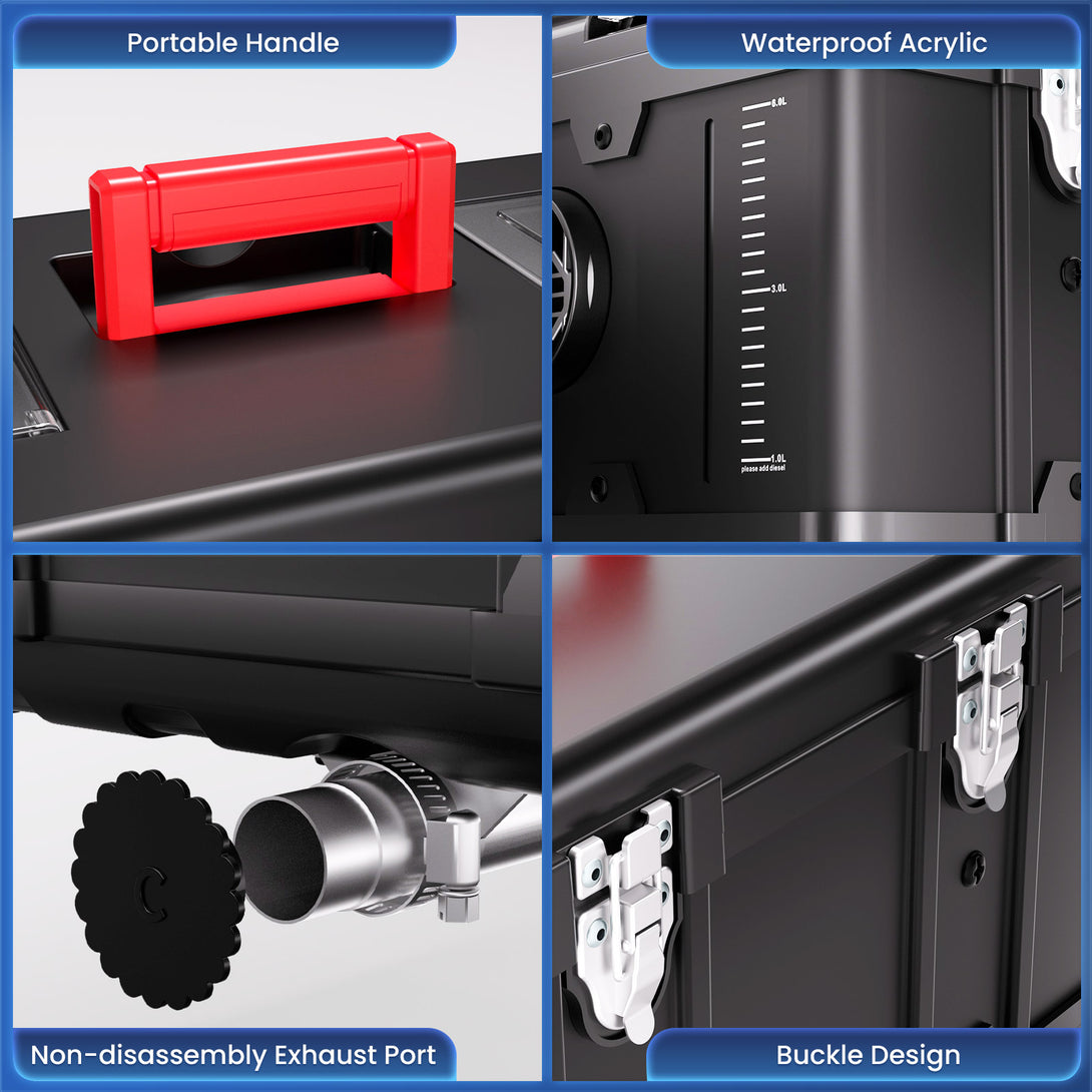 diesel-heater-toolbox-compact-se-portable-handle-waterproof-acrylic-non-disassembly-exhaust-port-buckle-design